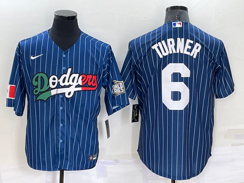 Men's Los Angeles Dodgers #6 Trea Turner Navy Mexico World Series Cool Base Stitched Baseball Jersey Men's Los Angeles Dodgers #6 Trea Turner Navy Mexico World Series Cool Base Stitched Baseball Jersey